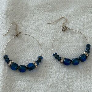 Alex & Ani Elegant Blue Beaded Hoop Earrings